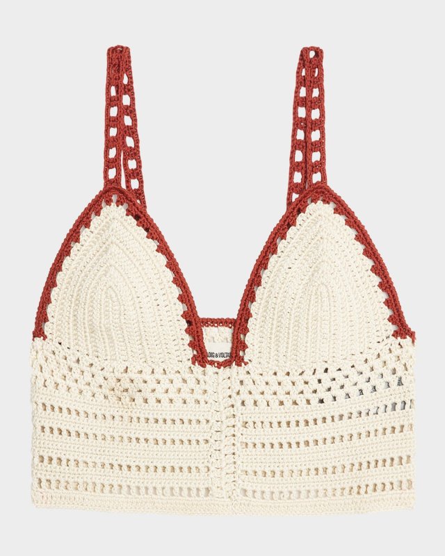 Taly Crochet-Knit Crop Top